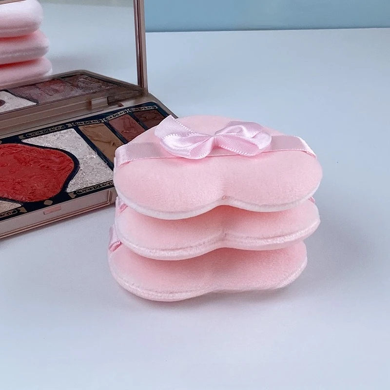Heart-Shaped Bow Velvet Powder Puff | Soft Foundation Sponge Cosmetic Powder Puff QXL