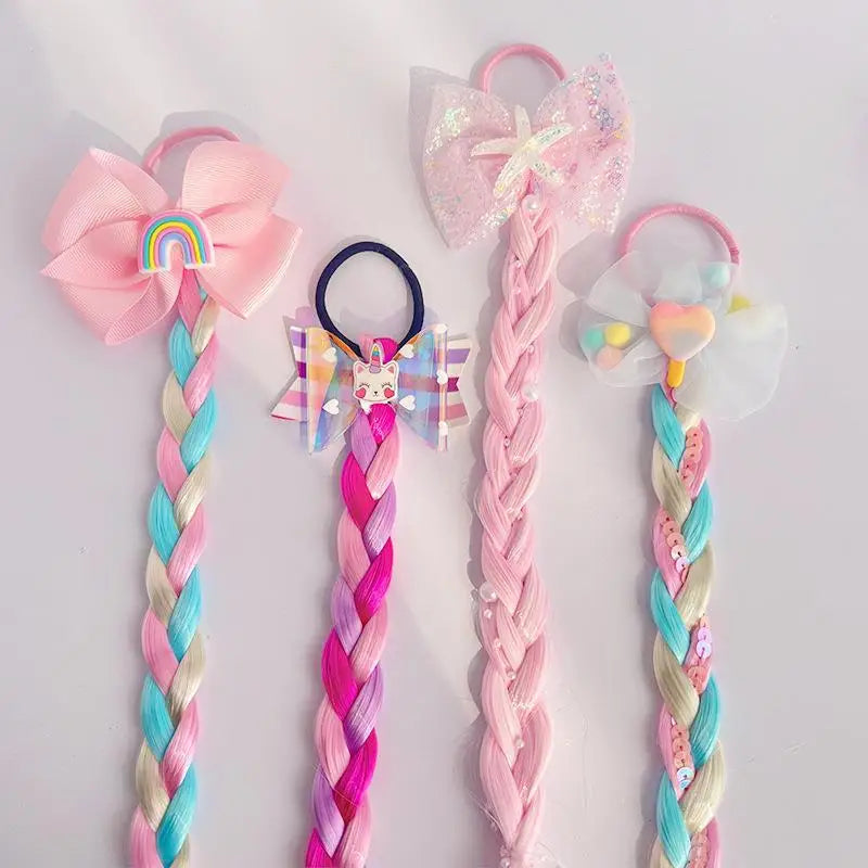 Girls Rainbow Mermaid Crochet Braid Hair Extensions – Colorful Braid Hair Extensions QXL
