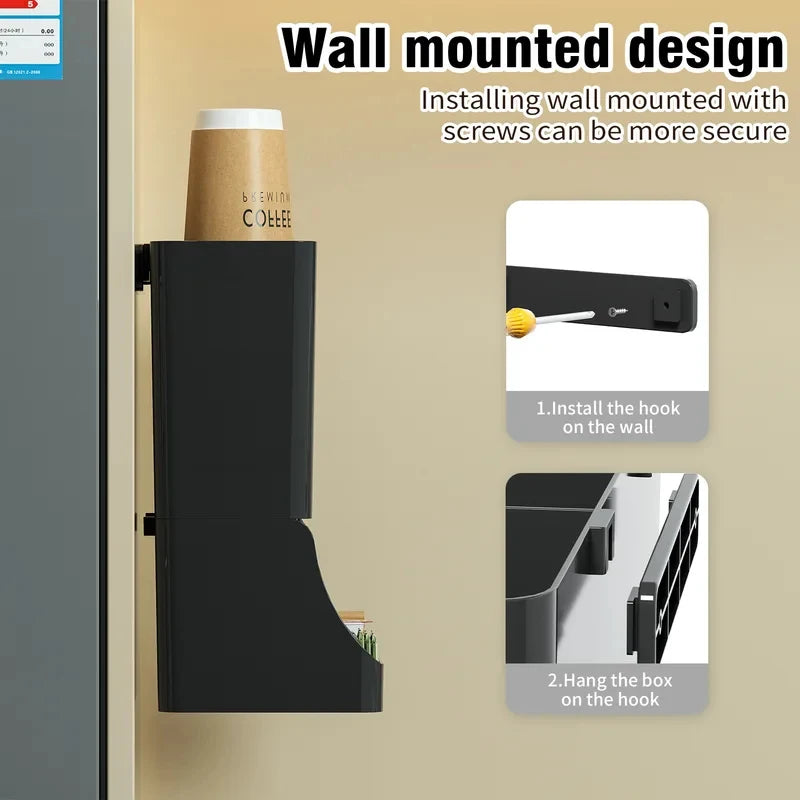 Countertop & Wall-Mount Coffee Organizer | Cup & Condiment Rack Coffee Station Organizer QXL