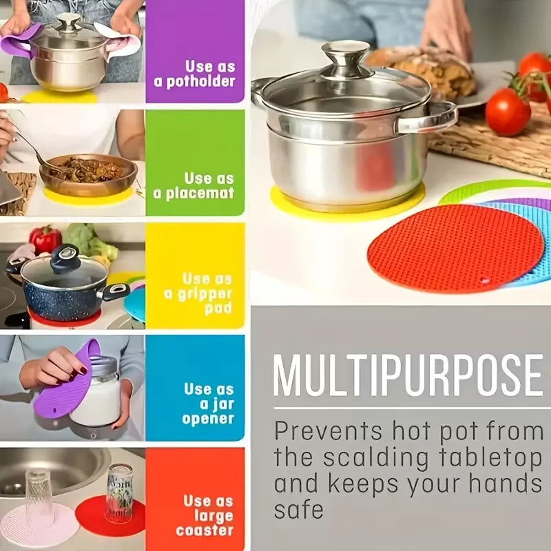 4-Pack Round Kitchen Trivets | Heatproof Table Protection Mats Kitchen Trivets QXL