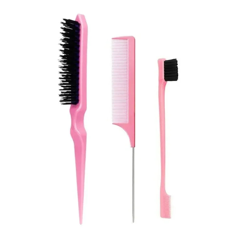3-Piece Hair Comb Set – Steel Tail, Three-Row & Eyebrow Brush Hair Comb Set QXL