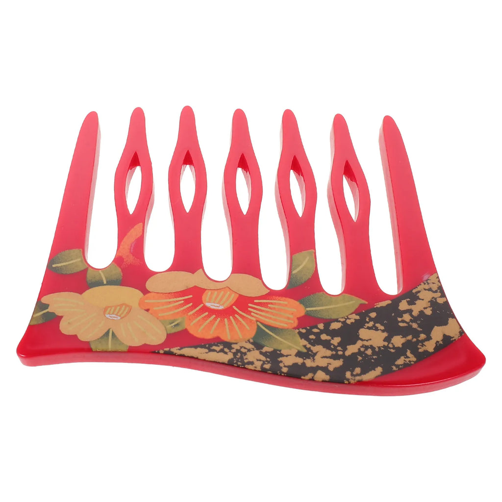 Retro Floral French Hair Side Comb | 7-Tooth U-Shape Acrylic Hair Side Comb QXL