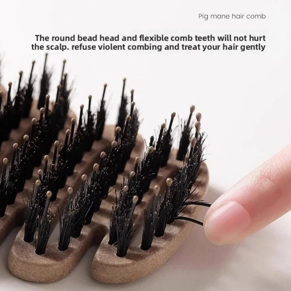 Hollow Boar Bristle Hair Comb | Anti-Static Styling Brush Boar Bristle Hair Brush QXL