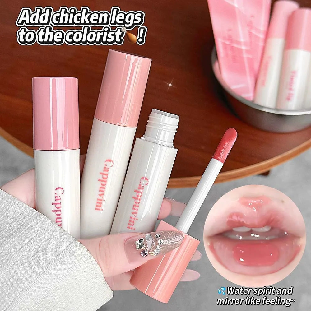 Tinted Lip Serum Oil | Glassy Mirror Lip Gloss & Hydrating Tint Tinted Lip Serum QXL