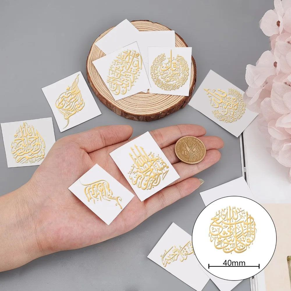 9-Pack Islamic Script Metal Gold Stickers | DIY Resin Craft Craft Stickers QXL