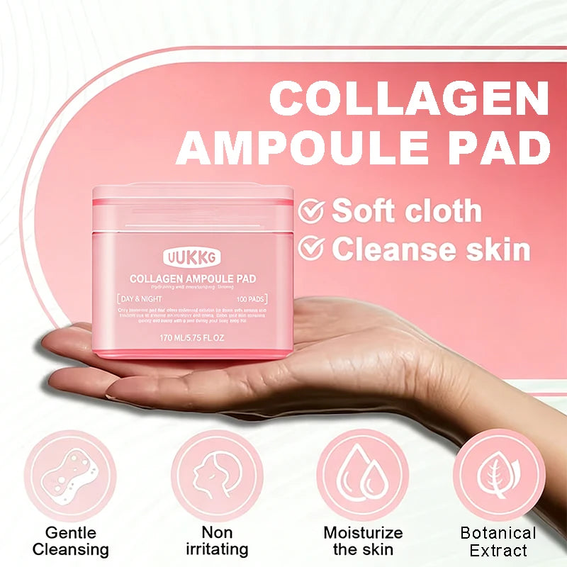 100-Pack Collagen Makeup Remover Pads – Hydrating Daily Cleanse Makeup Remover Pads QXL