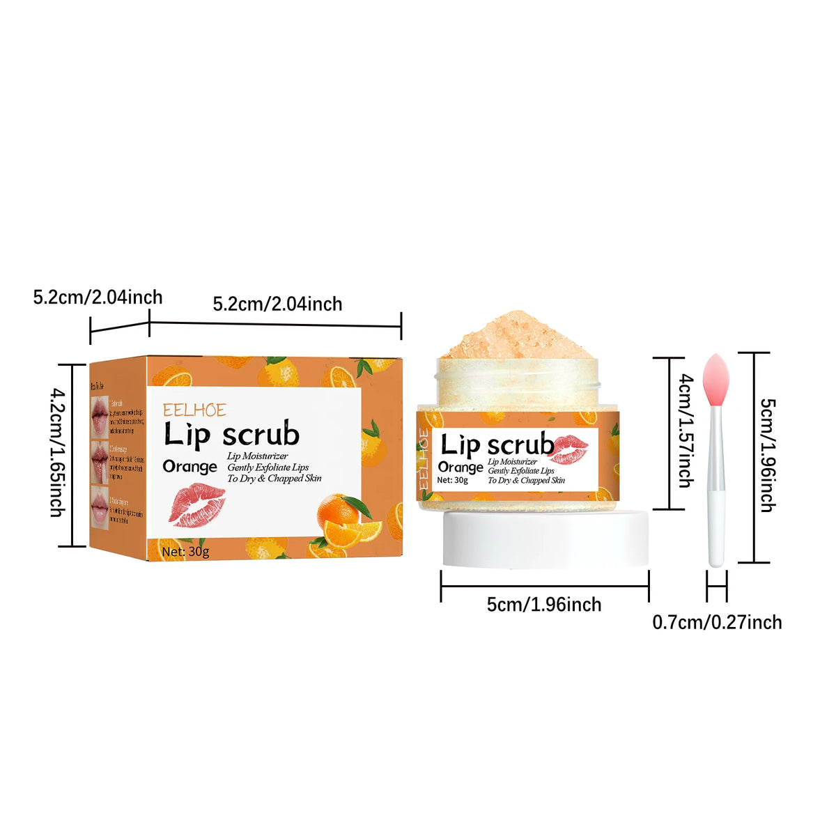 Eelhoe Fruit Lip Scrub – Exfoliating & Moisturizing | 30g Lip Scrub QXL Orange