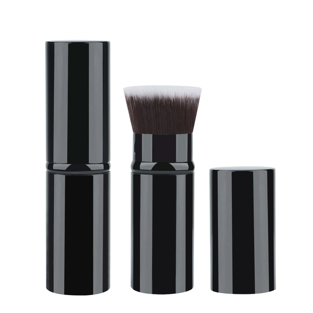 RANCAI Retractable Portable Powder Brush | Mini Makeup Brush Retractable Makeup Brush QXL Black Flat Head