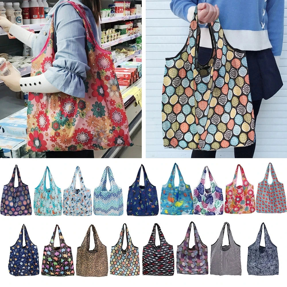 Large Reusable Foldable Tote Bag | Eco Grocery & Beach Bag Reusable Tote Bag QXL