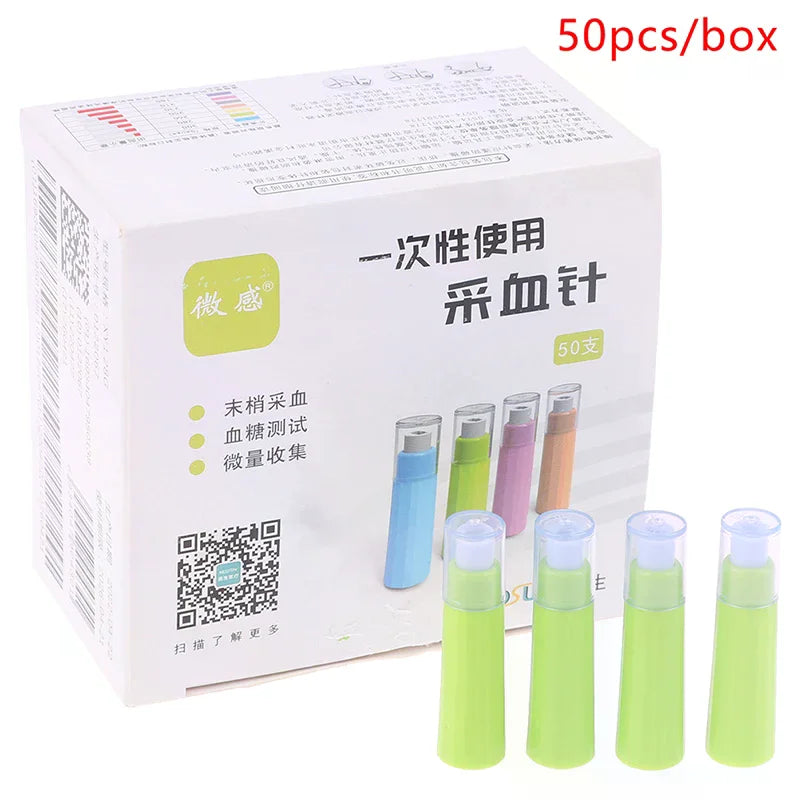 50-Pack 28G Disposable Micro Lancet Needles with Swabs Disposable Lancet Needles QXL