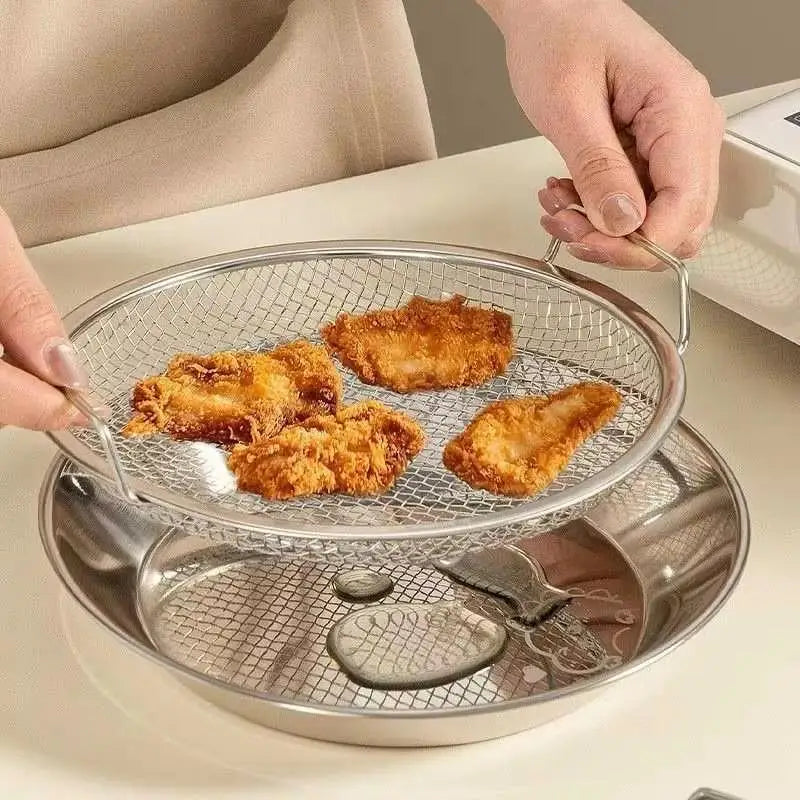 Stainless Steel Oil Strainer with Double Handles | 3 Sizes Kitchen Oil Strainer QXL