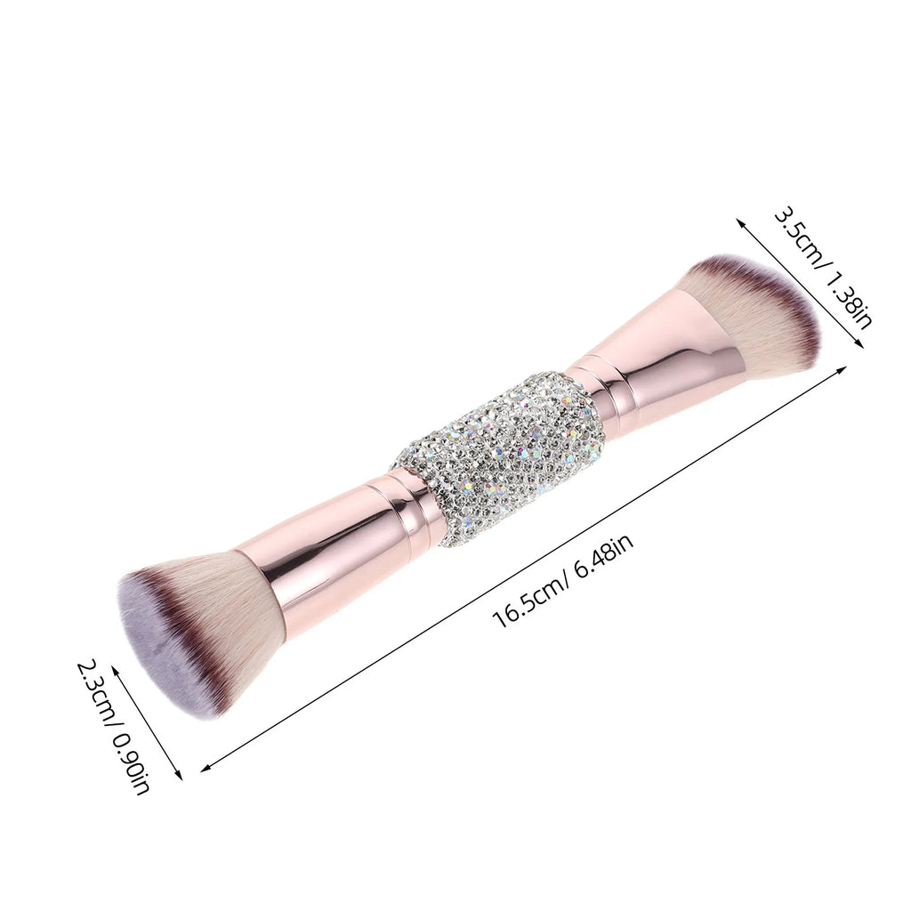 Rhinestone Dual-Ended Makeup Brush | Foundation Blush Contour Dual-Ended Makeup Brush QXL