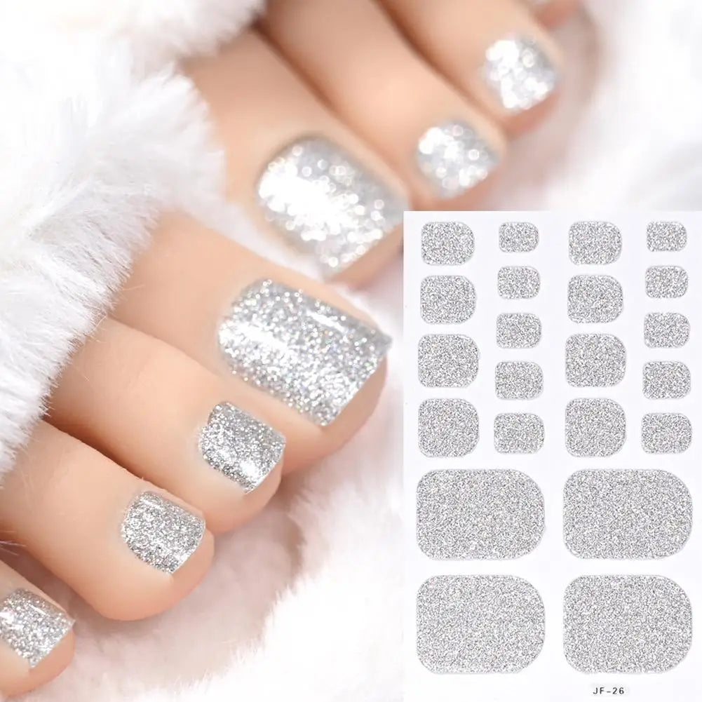 Gradient Glitter Toenail Polish Strips – 22 Full Cover Wraps Toenail Polish Strips QXL JF-26