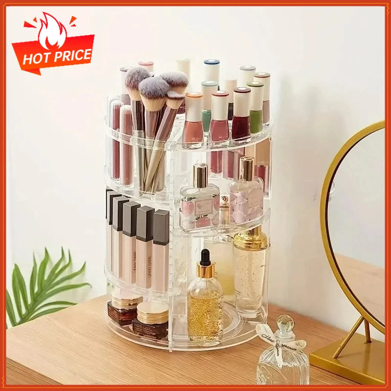 360° Rotating Acrylic Makeup Organizer | Multi-Layer Storage Makeup Organizer QXL