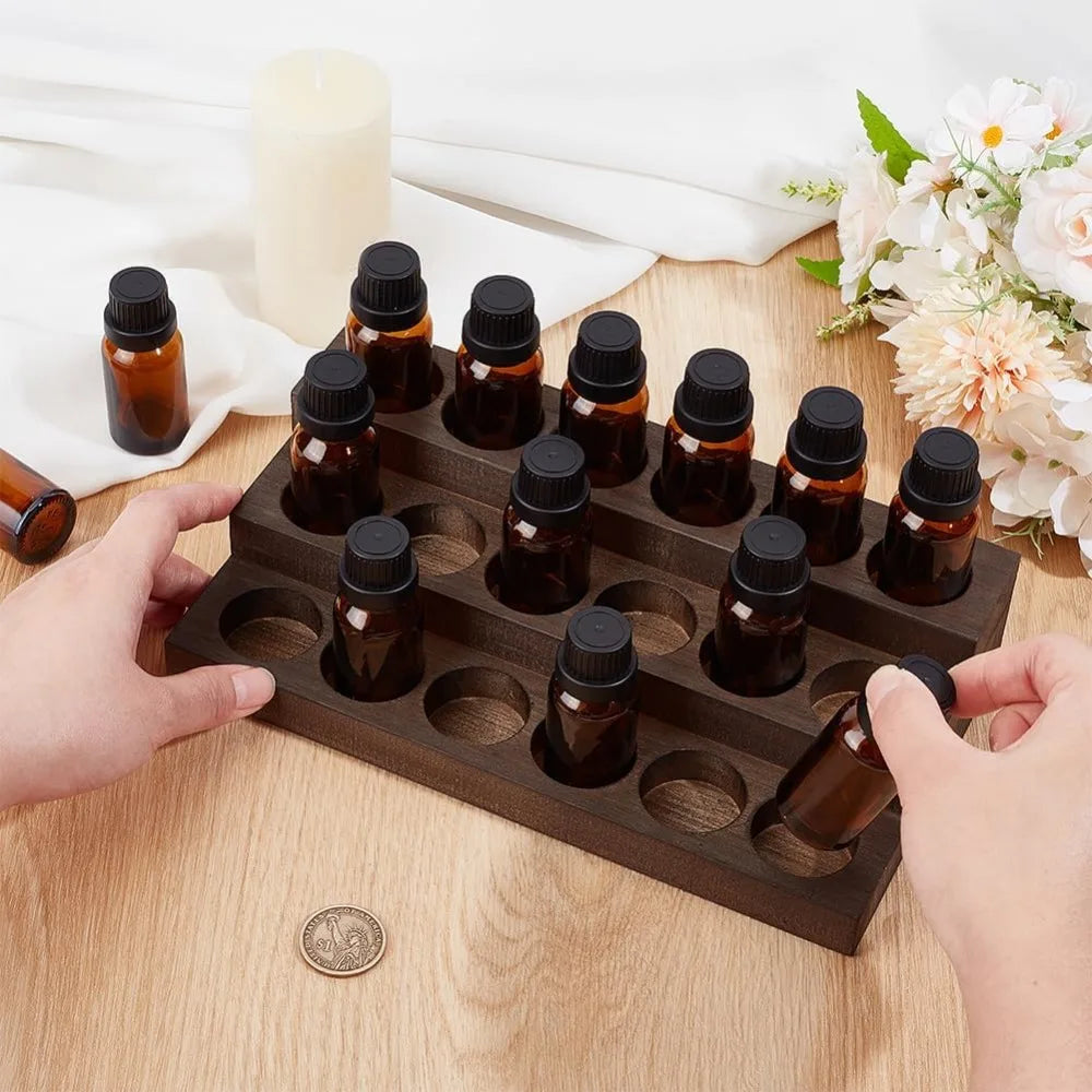 3-Tier 18-Slot Wooden Essential Oil Display Stand Organizer Essential Oil Organizer QXL