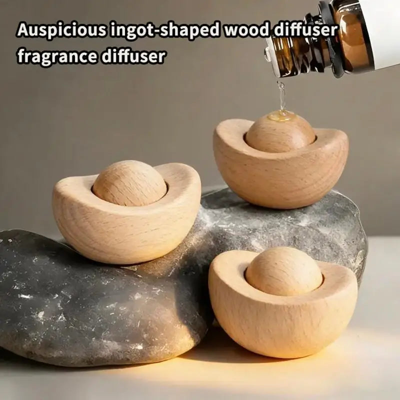 Wooden Ingot Scented Diffuser | Lucky Car & Desk Ornament Wood Essential Oil Diffuser QXL