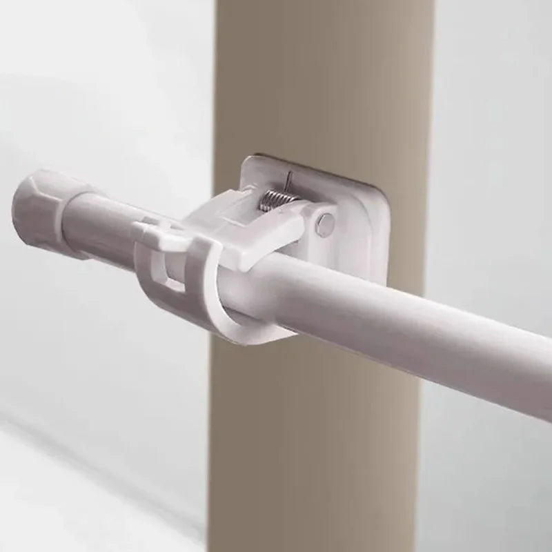 Adjustable Curtain Rod Clips | Nail-Free Wall Brackets 2-Pack Curtain Rod Brackets QXL