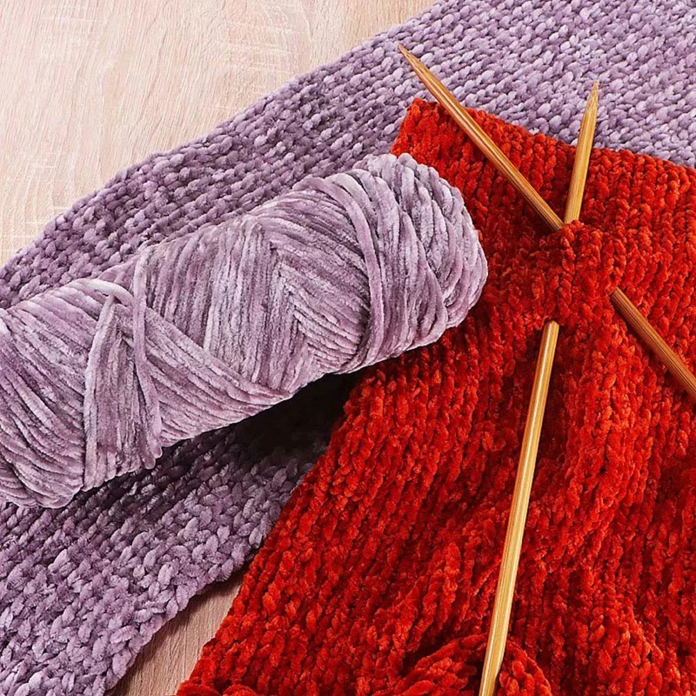 Chenille Velvet Yarn 95g 135m | Glossy Crochet Knitting Thread Chenille Velvet Yarn QXL