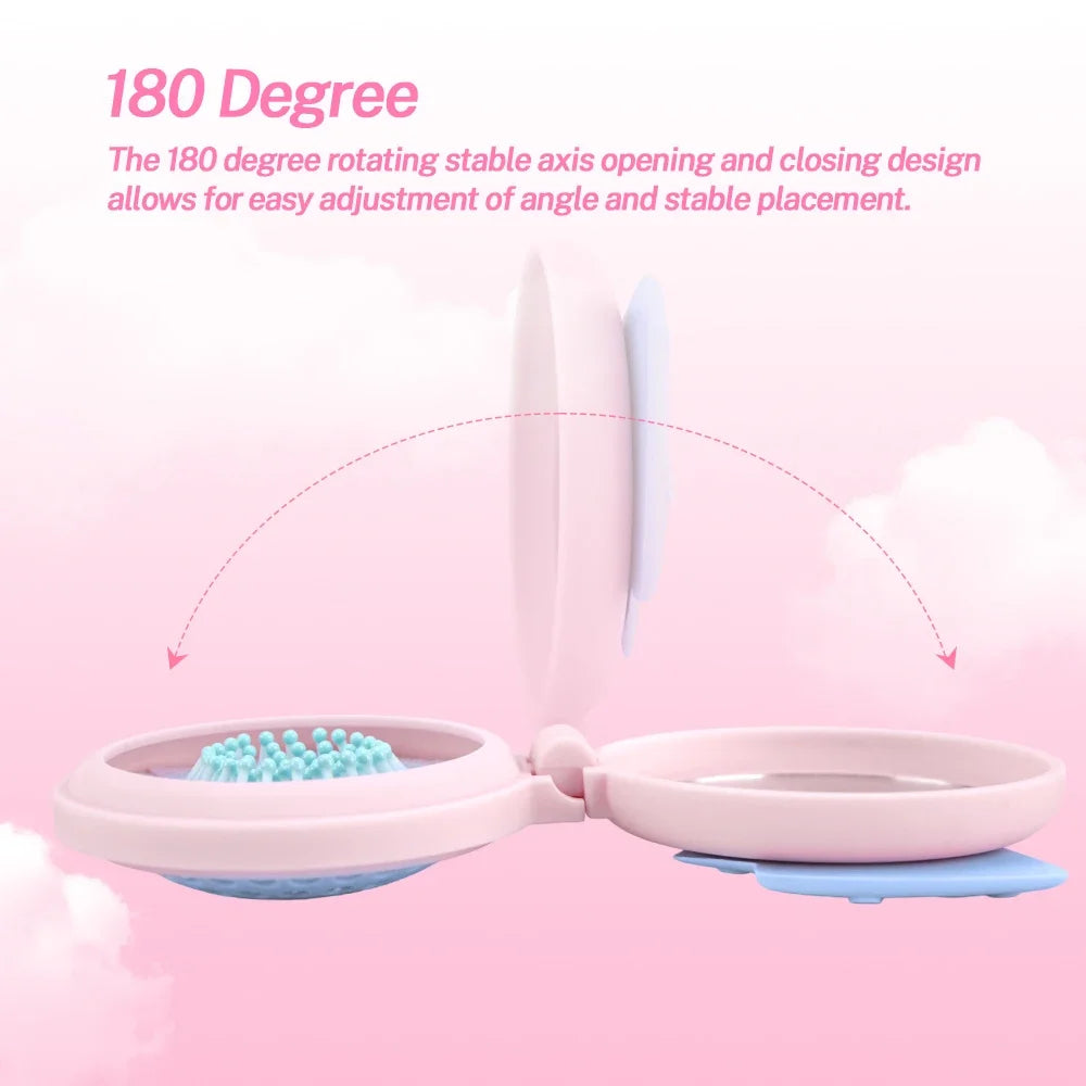 Mini Foldable Air Cushion Hair Brush with Mirror – Cute Bow Foldable Hair Brush QXL