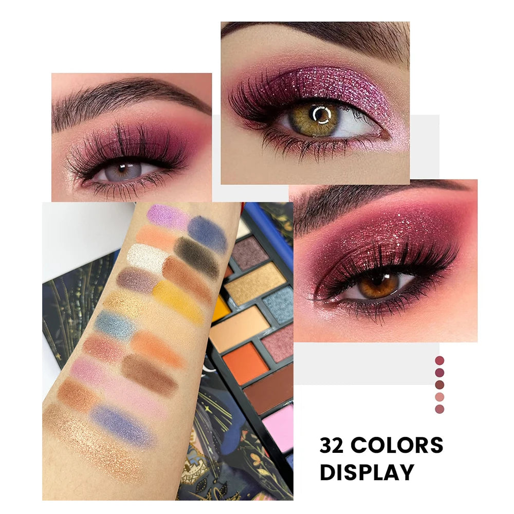 VERONNI 32-Color Eyeshadow Palette – Matte, Shimmer & Glitter Eyeshadow Palette QXL