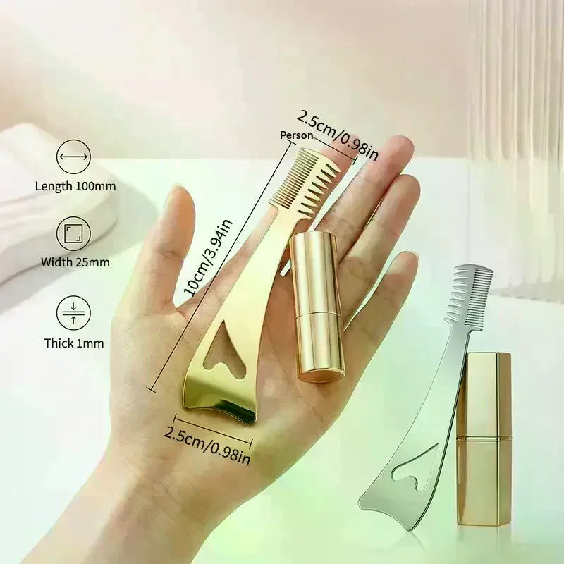3-in-1 Eyeliner Stencil Tool with Lash Brush | Stainless Steel Eyeliner Stencil Tool QXL