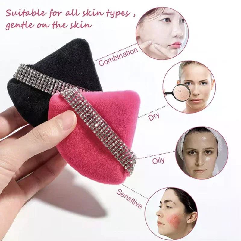 3-Pack Triangle Powder Puff Sponge Set | Soft Velvet Makeup Makeup Sponge Puff QXL