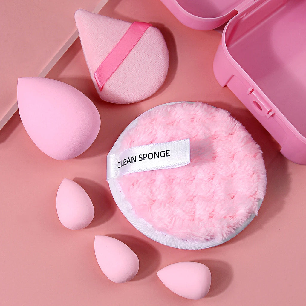 KOSSHOW 6-Pc Makeup Sponge Kit | Velour Puff & Remover Pad Makeup Sponge Kit QXL