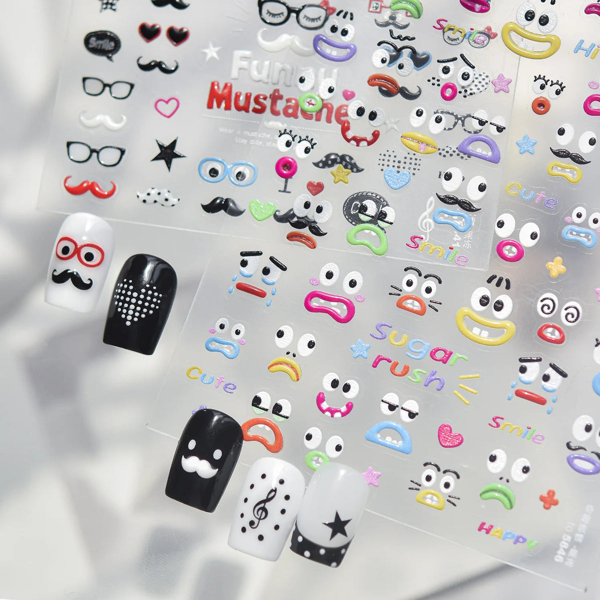 5D Cartoon Emoji Nail Art Stickers | Self-Adhesive DIY Decals Nail Art Stickers QXL