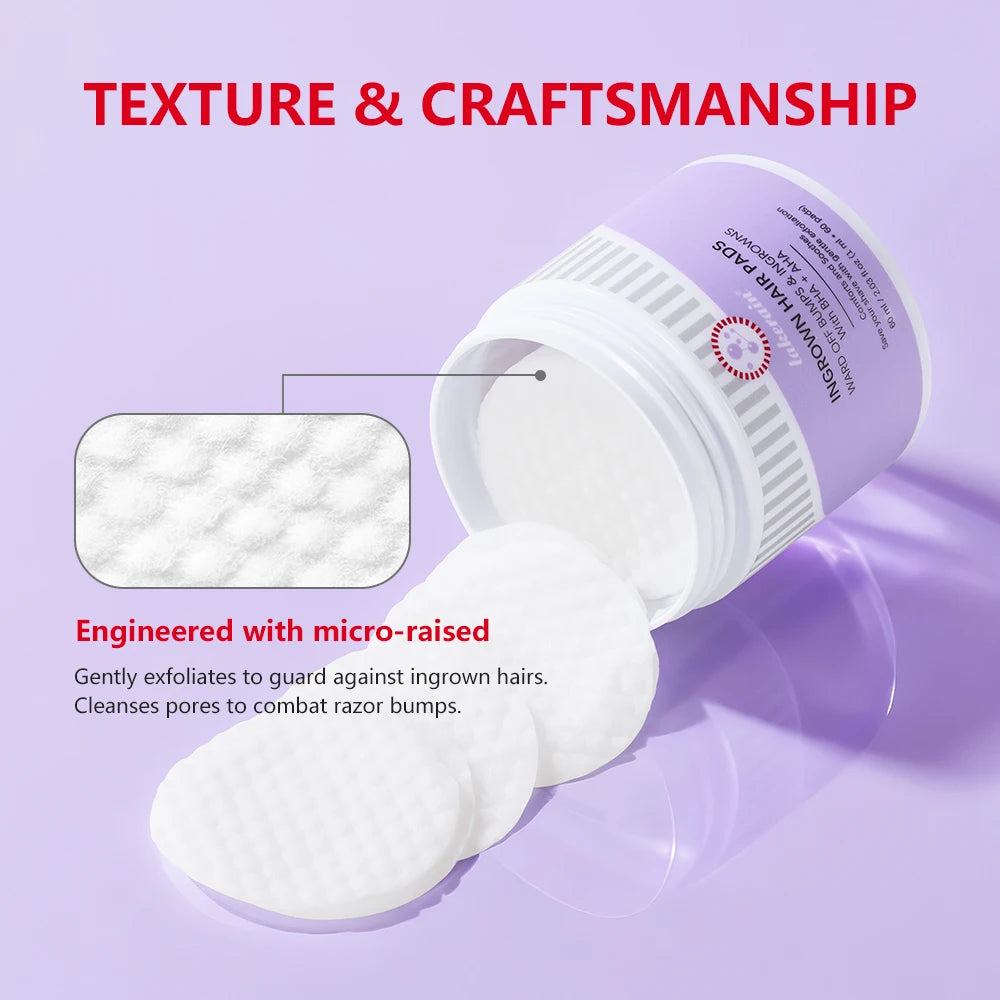 Ingrown Hair Pads – Post-Shave Exfoliating Treatment, 60 Pads Aftershave Treatment Pads QXL
