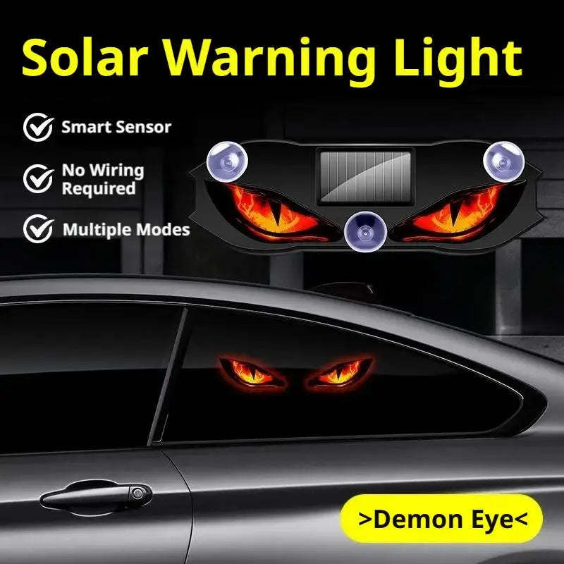 Solar LED Demon Eye Warning Light | Vibration-Activated Car Solar Car Warning Light QXL
