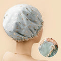 Double Layer Waterproof Shower Cap – PEVA & Polyester Shower Cap QXL Green