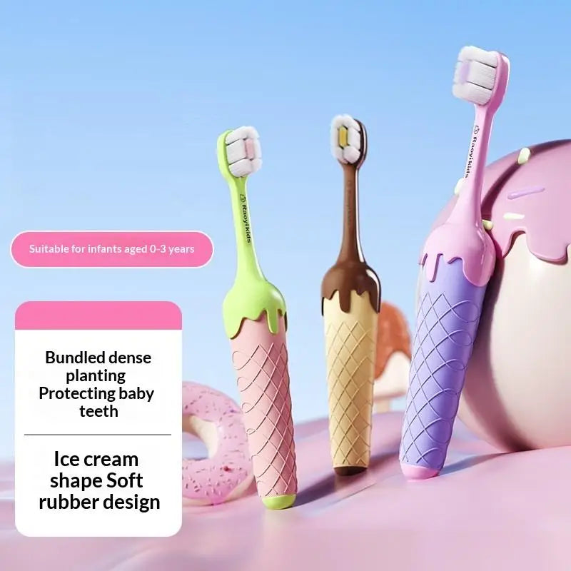 Ice Cream Toddler Toothbrush – Ultra-Soft 10000 Bristles, 0–3 Yrs Toddler Toothbrush QXL