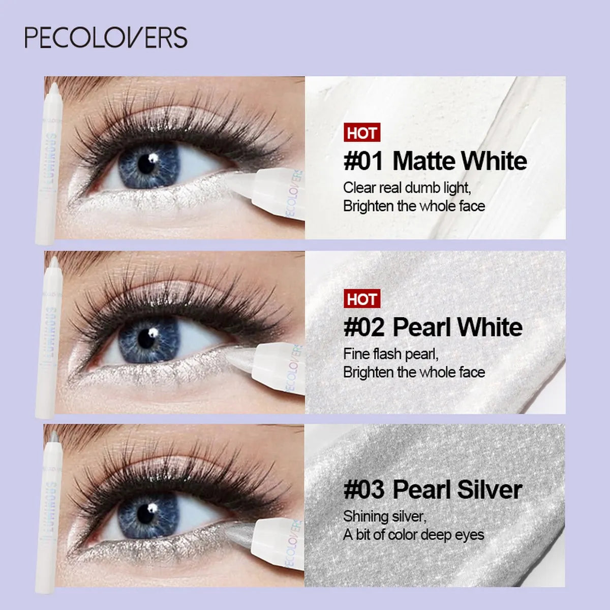 Matte White Eyeliner Highlighter Stick | Waterproof K-Beauty Pencil Eyeliner Highlighter Pencil QXL