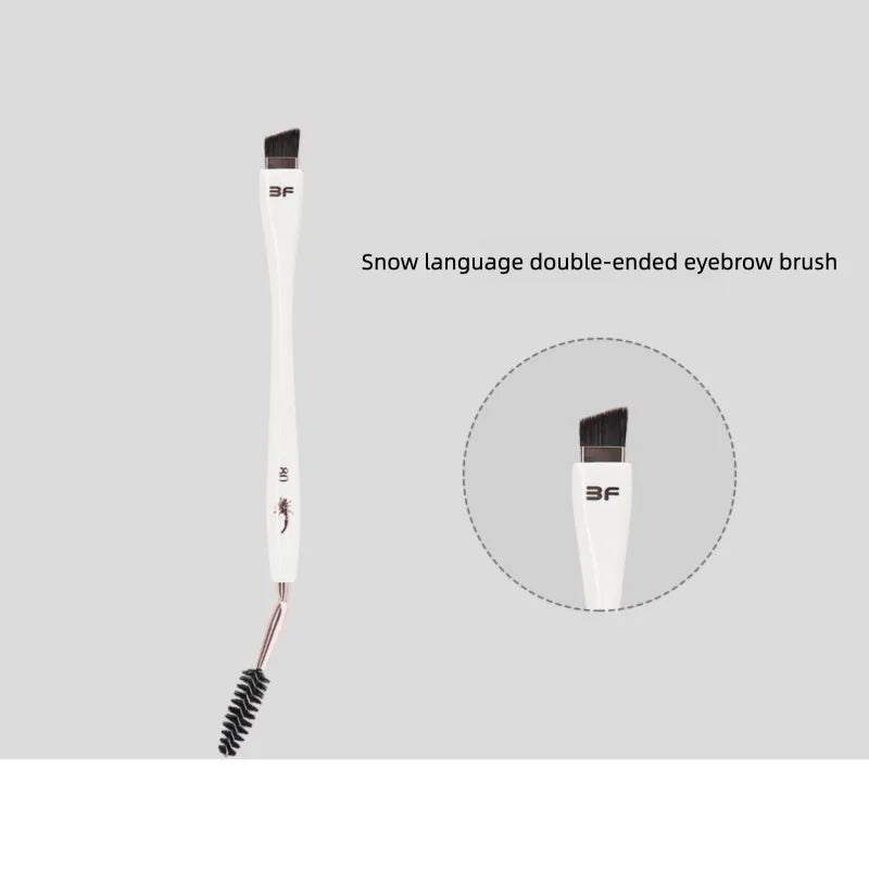 Double-Ended Eyebrow & Eyeliner Brush | Wool Fiber Tip Eye Makeup Brush QXL Snow Whisper