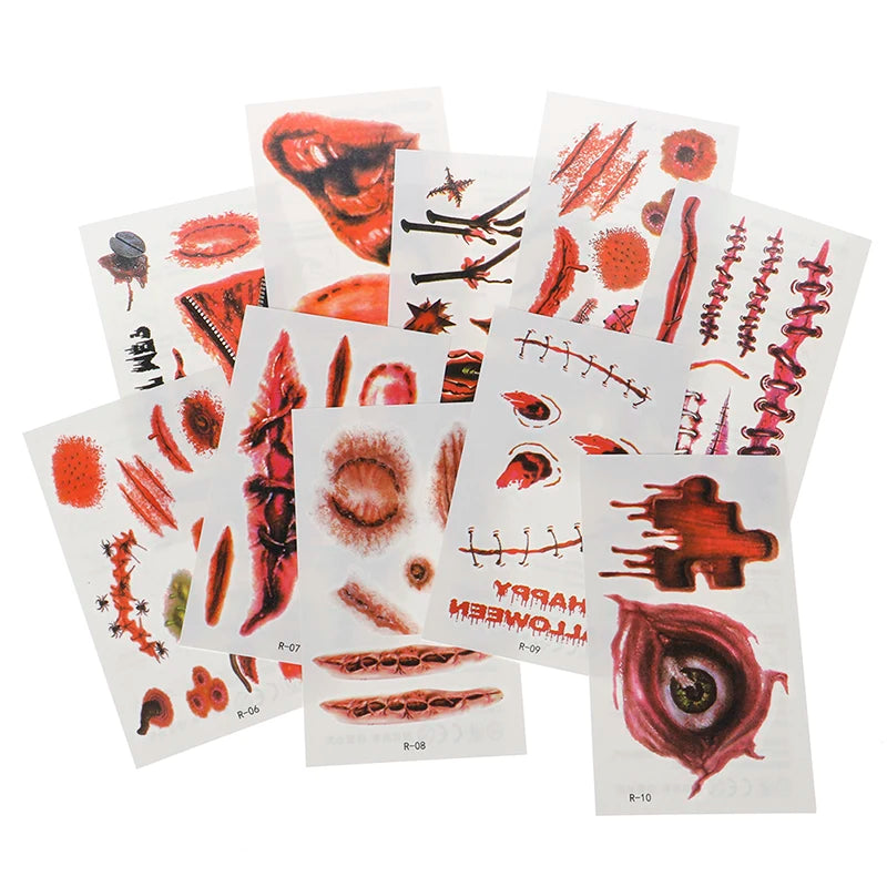 30-Pack Halloween Bloody Wound Temporary Tattoo Stickers Temporary Tattoo Stickers QXL
