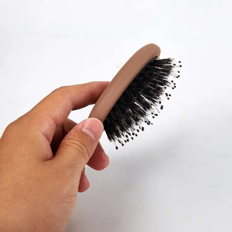 Oval Boar Bristle & Nylon Hair Brush | Anti-Static Mini Brush Boar Bristle Hairbrush QXL