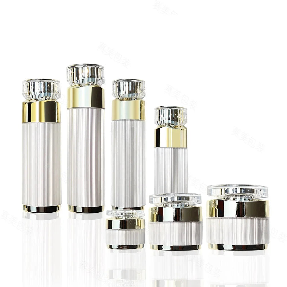 Pearl White Acrylic Refillable Cosmetic Jar & Pump Bottle Cosmetic Refill Jar QXL 10g jar As shown
