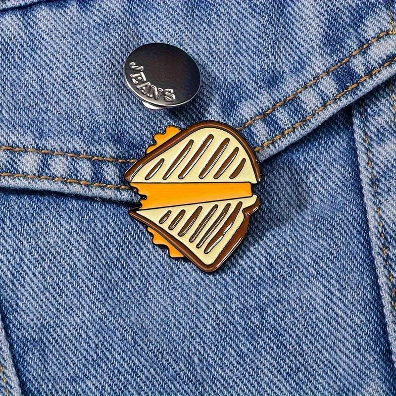 2-Pack Grilled Cheese Enamel Pins | Cartoon Food Brooch Set Enamel Brooch Pin QXL