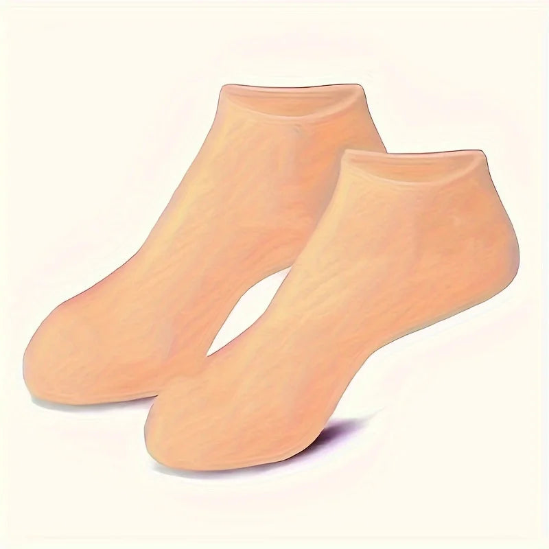 2-Pack Silicone Gel Socks for Dry Cracked Feet | Moisturizing Moisturizing Foot Socks QXL 2PC-Skin