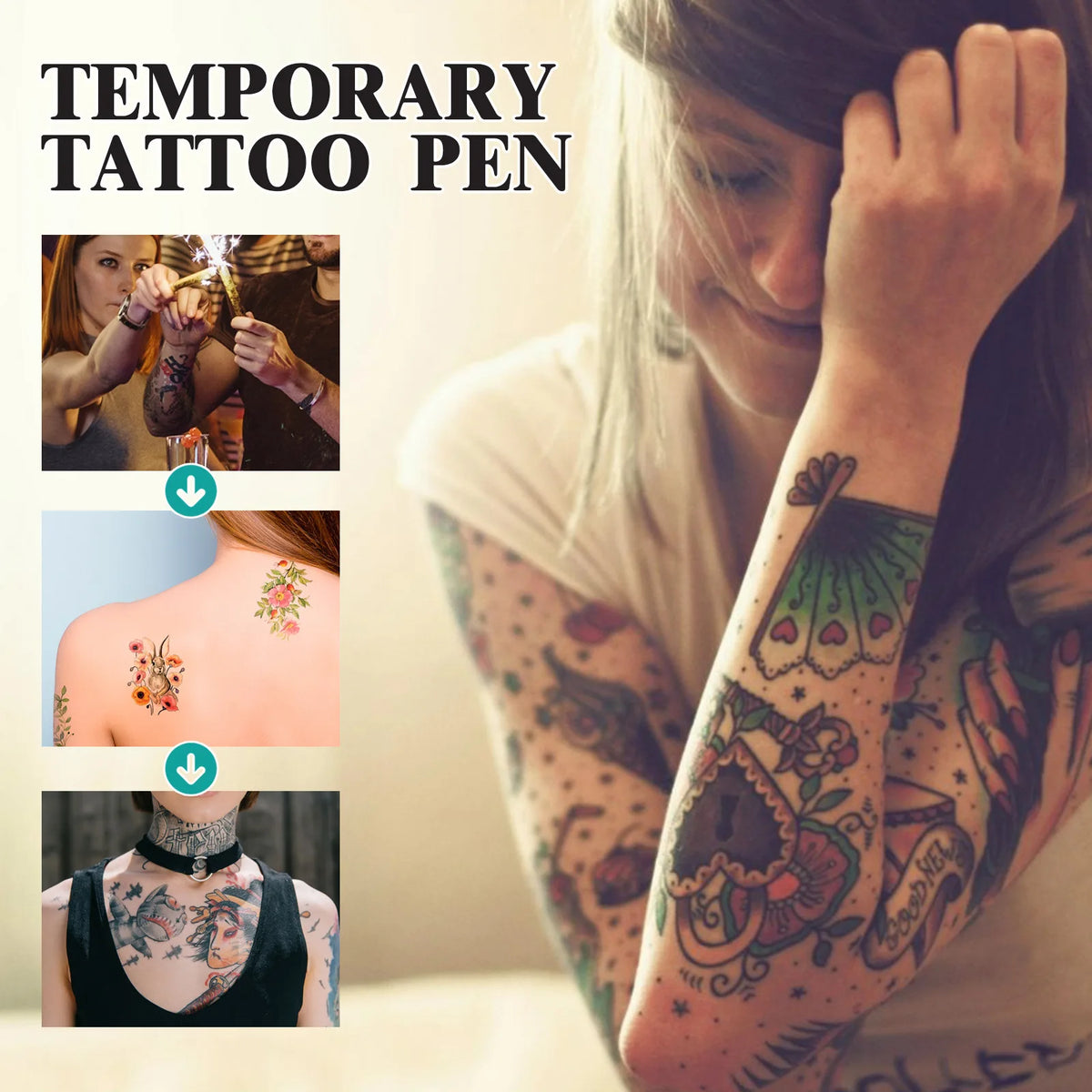 VERONNI 10-Color Temporary Tattoo Pen Set | DIY Body Art Temporary Tattoo Pen QXL