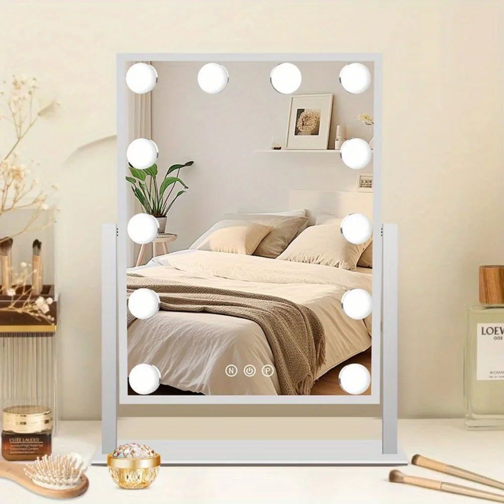Hollywood Vanity Mirror 12 LED Bulbs | 3 Color Lights 360° LED Vanity Mirror QXL 12 Bulbs