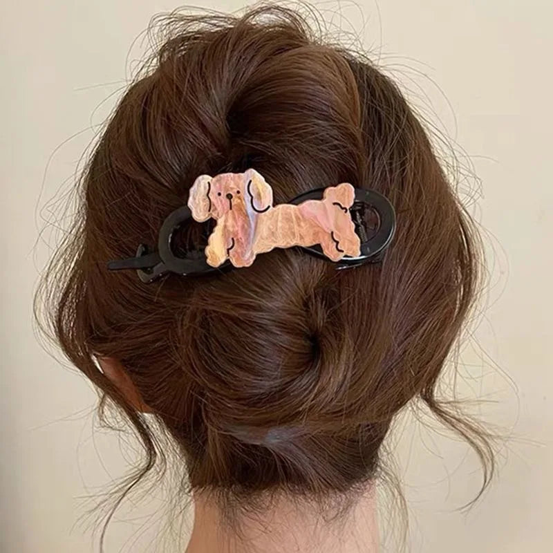 Cute Animal Dog Hair Claw Clip | Updo Twist Styling Hair Claw Clip QXL