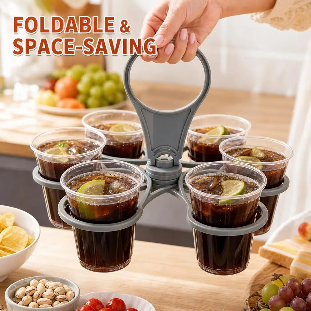 Foldable 6-Cup Drink Carrier Tray | Portable Cup Holder Foldable Cup Carrier QXL