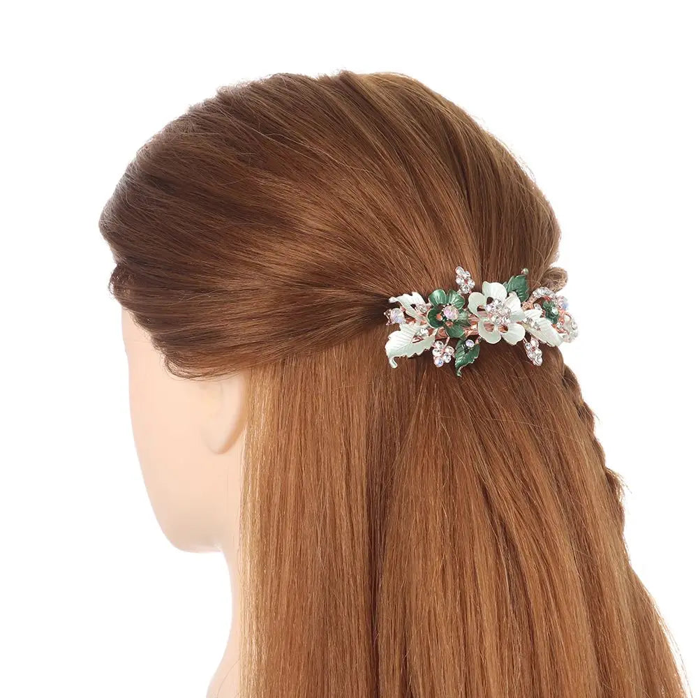 Crystal Flower Hair Clip | Tiara Resin Barrette for Women Crystal Hair Clip QXL