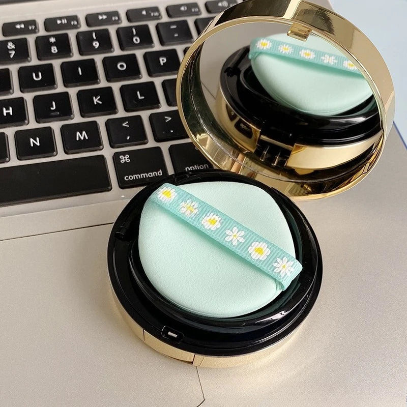 Green Ribbon Air Cushion Powder Puff | Non-Latex Makeup Sponge Cosmetic Powder Puff QXL