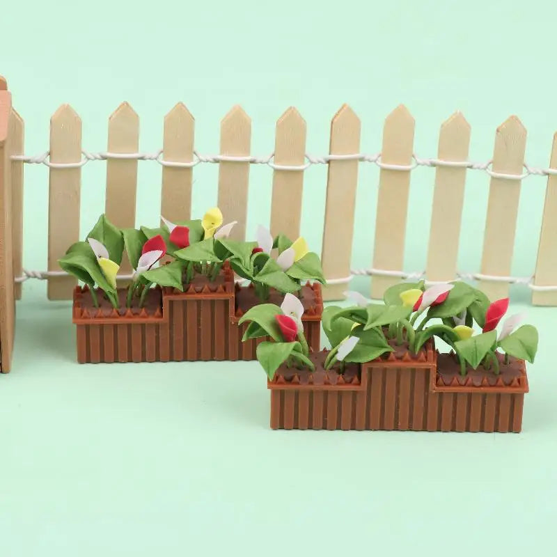 1:12 Dollhouse Miniature Calla Lily Potted Plant Ornament Dollhouse Miniature QXL