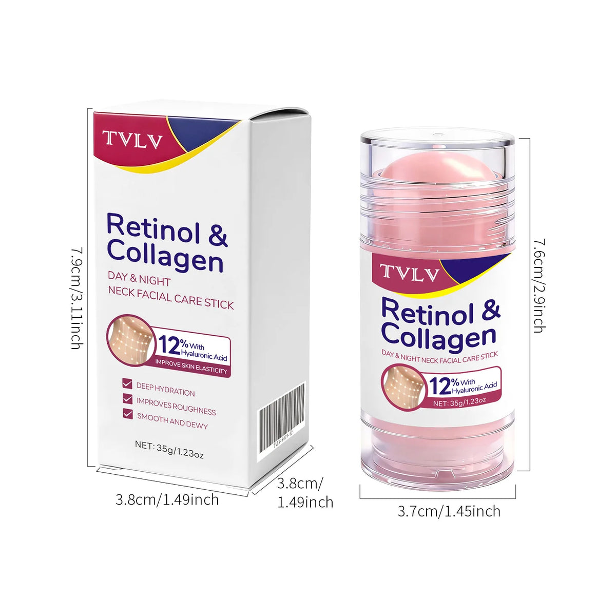 TVLV Retinol & Collagen Face & Neck Firming Stick 35g Facial Care Stick QXL