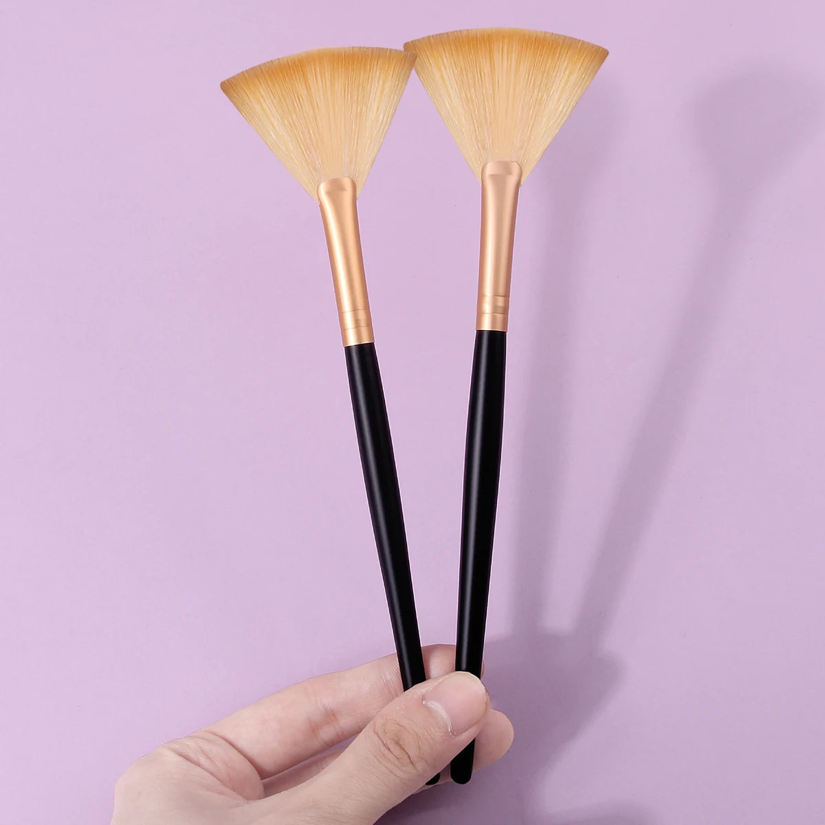 KOSSHOW 2-Pack Fan Makeup Brush Set | Wood Handle & Nylon Fan Makeup Brush Set QXL