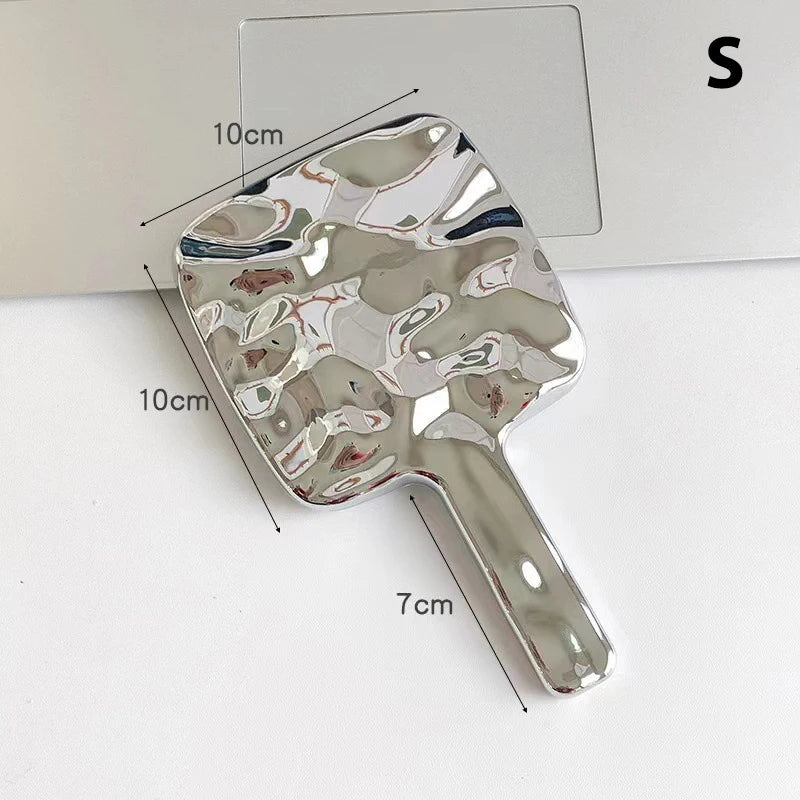 Electroplated Handheld Makeup Mirror | Round & Square S/M/L Handheld Makeup Mirror QXL S