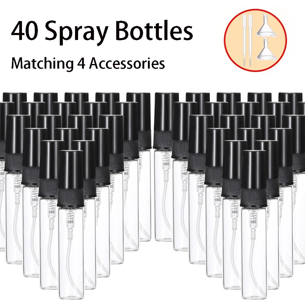 40-Pack Mini Glass Perfume Vials 5ml & 10ml | Refillable Sample Glass Perfume Vials QXL Glass 40PCS 5ml